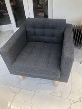 Grey Single Seat Armchair – Modern Compact Lounge Chair – 89x89x66cm 