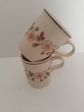 MARKS & SPENCER 2 MUGS AUTUMN LEAVES M&S VINTAGE COFFEE POTTERY TEA BEAKERS CUPS