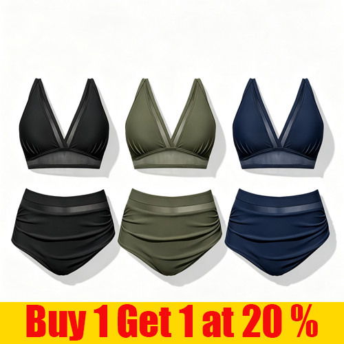 Mesh neck high waisted - mesh, v
