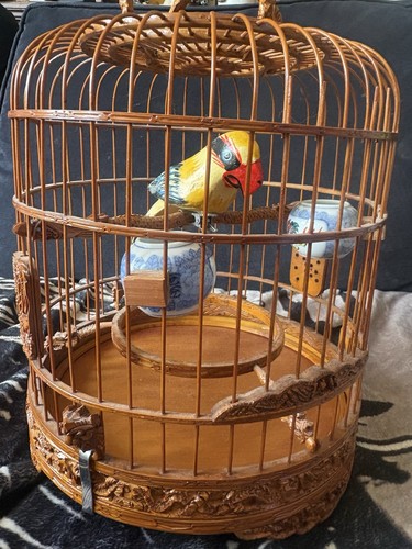 Ornate bamboo bird cage with - ornate,