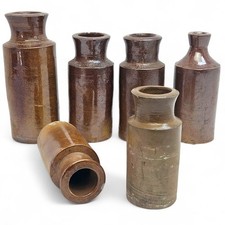 Antique Stoneware Blacking & Ink Bottles Collection Salt Glazed VG Condition