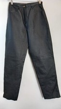 The Hudson Leather Co black leather straight leg trousers rock metal sz 12