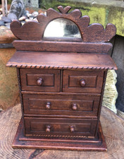 Antique Edwardian Tramp art minature drawers folk art French cigar box dresser