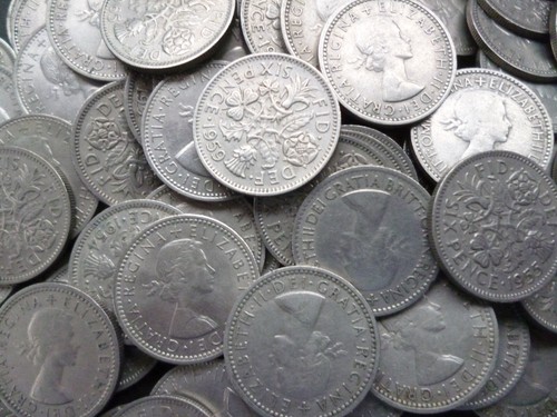 English sixpence coin - sixpence,