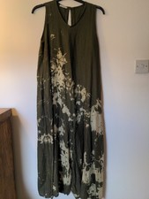 Linen Tie Die Green Dress Fits 14/ 16 Italian Made Long Culottes