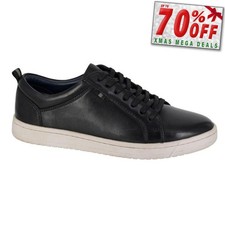 Roamers Aldwich Leather Mens Trainers Casual Everydasy Leisure Sneakers Black