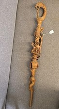 Vintage Antiquarian African Hand Carved Wooden Walking Stick