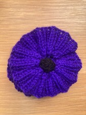 Hand Knitted Purple Poppy