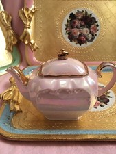 Vintage Sadler Tea For One Cube Pink Pearl Lustre Small Teapot Tea Pot