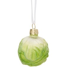 Gisela Graham Glass Brussel Sprout Decoration Novelty Hanging Christmas Ornament