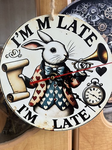 Clock white rabbit alice 2d - alice,