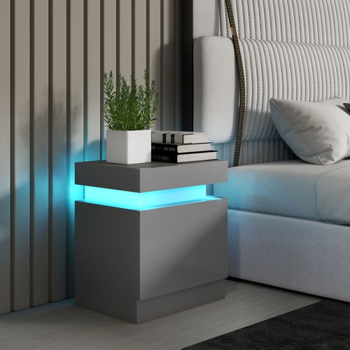 Grey bedside table high gloss - table,,