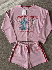Tesco Stitch and Angel Lounge Pyjamas Set Size Small 8-10 Brand New With Tags