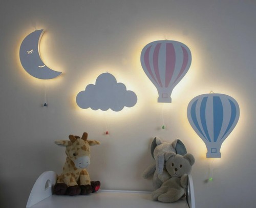 Wooden night light - kids, wall