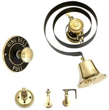 Victorian Butlers Bell Kit c/w Round Brass Pull, Rope, Brass Bell & Pulleys
