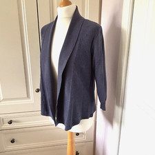 Indigo X M&S Blue Edge to Edge Cardigan UK 10 3/4 Sleeve Shawl Collar Cover Up