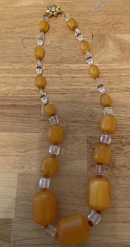 Orange bakelite necklace - bakelite,