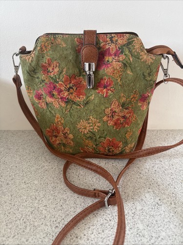 Floral cork crossbody handbag - crossbody,
