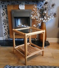 Bamboo Rattan Wicker Glass Top