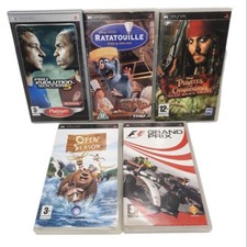 psp game bundle x 5 play station pirates, ratatouille, soccer, f1, open season