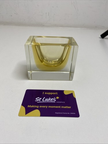 Murano yellow glass ashtray - murano,