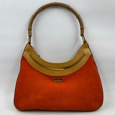 Authentic Gucci Orange Suede Calfskin Bamboo Handle Jackie O Hobo
