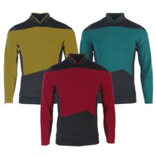 For The Next Generation Picard Red Uniforms TNG Data Gold Blue Shirts Costumes