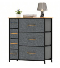 Fabric Chest of Drawers, 8 Drawer Dresser for Bedroom, Black