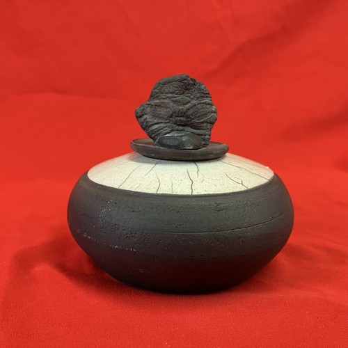 Vintage raku lidded pot - raku,