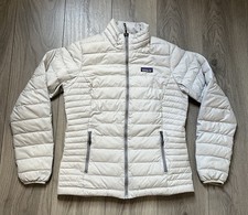 Women’s Patagonia Down Sweater Puffer Jacket Medium Light Grey Full Zip 84683