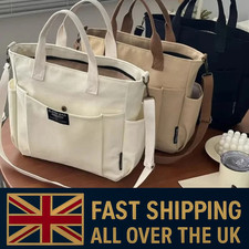 Student Canvas Crossbody Bag Large Capacity Shoulder Tote 15.6" Laptop Unisex