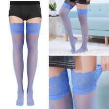 Silk Thigh High Stockings Transparent Sexy Lace Hosiery  Woman