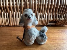 Vintage Porcelain Poodle Dog Puppy Figurine Kitsch Mini Italian? Original Chain