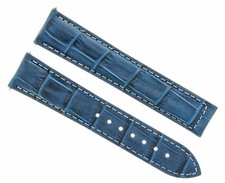 18/16MM LEATHER WATCH STRAP BAND FOR OMEGA SEAMASTER SPEEDMASTER MOON WATCH BLUE