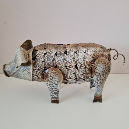 Large metal pig ornament - metal,