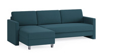 Bruno 3 Seater Chaise Sofa Bed, Turquoise Narrow Arms 160 x 200 cm lying surface