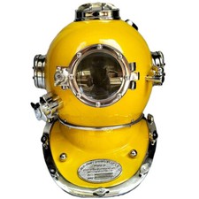 Diving Helmet Yellow Chrome
