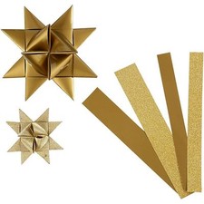 40 x Vivi Gade Gold With Glitter Lacquered Surface Paper Star Strips Crafts