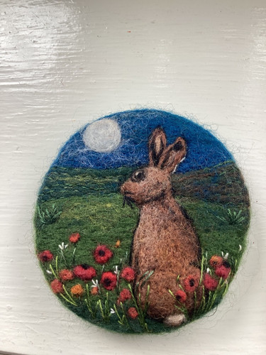 Needle felt brooch rabbit - needle,