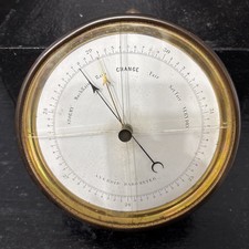 Antique Heavy Brass Ships Barometer In Working Order Needs New Glass 4.75” Wide