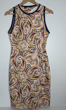 Zara Paisley Multi Coloured Dress, Pencil Dress, Bodycon, Cut Out Back, Size M