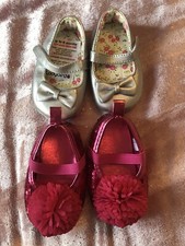Ladybird & Unbranded Baby Girl Silver Bow Pink Pom Pom Pram Shoes x2 0-6 Months