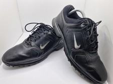 Mens Nike Heritage Golf Shoes Black Leather Golfing Trainers Uk Size 9 