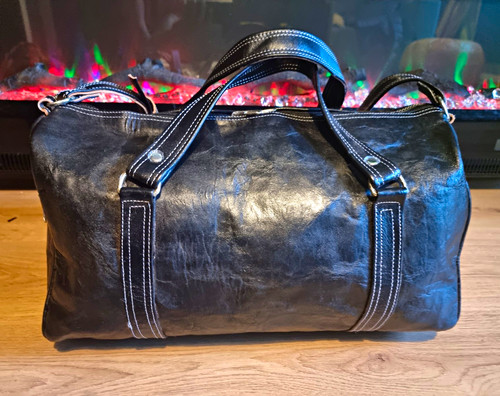 Black real leather - leather, handmade