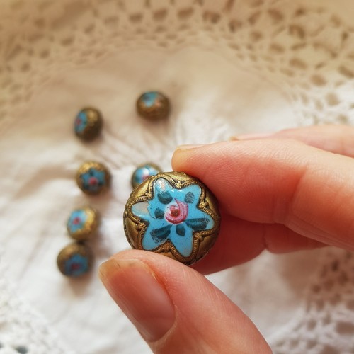 Antique french enamel - enamel, buttons