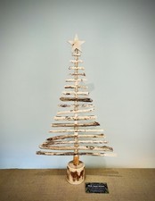 1 Metre Tall Driftwood Xmas Tree, LED Pre-lit Wooden Christmas Tree. Sustainable