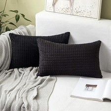 Miulee Cushion Covers Luxury Pillow Case - 30cm x 50cm - Black x  2 covers