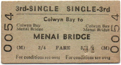 Btc railway ticket colwyn - btc(m),