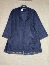 Zara Jacket Womens Size L Black Faux Suede Open Lace Edge Pockets