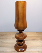 Vintage Turned Wooden Vase Retro Shape 60s 70s Brown Decorative MCM Mid Century 